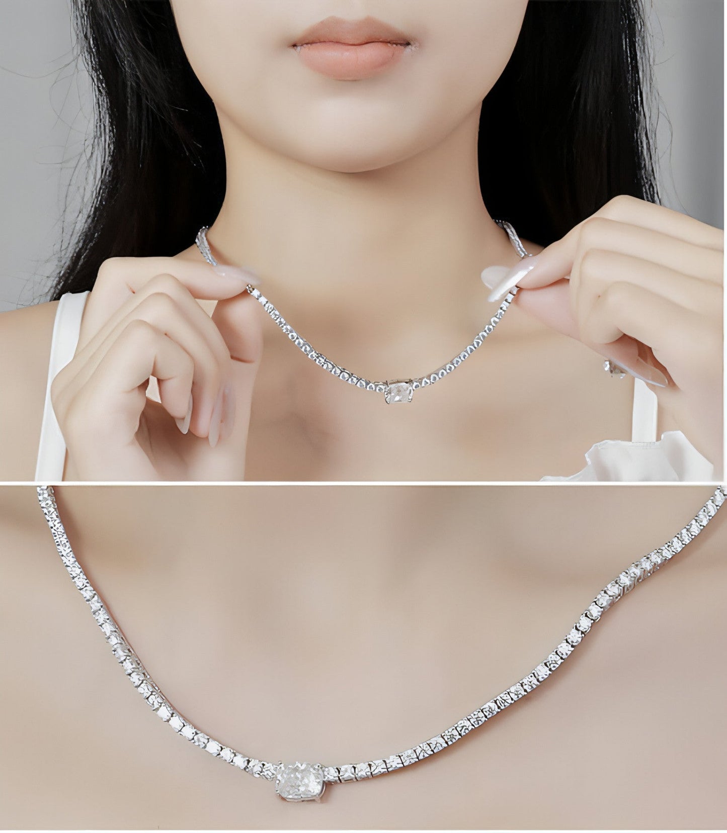4 Karat Diamond Moissanite Necklace 925 Silver Simple European