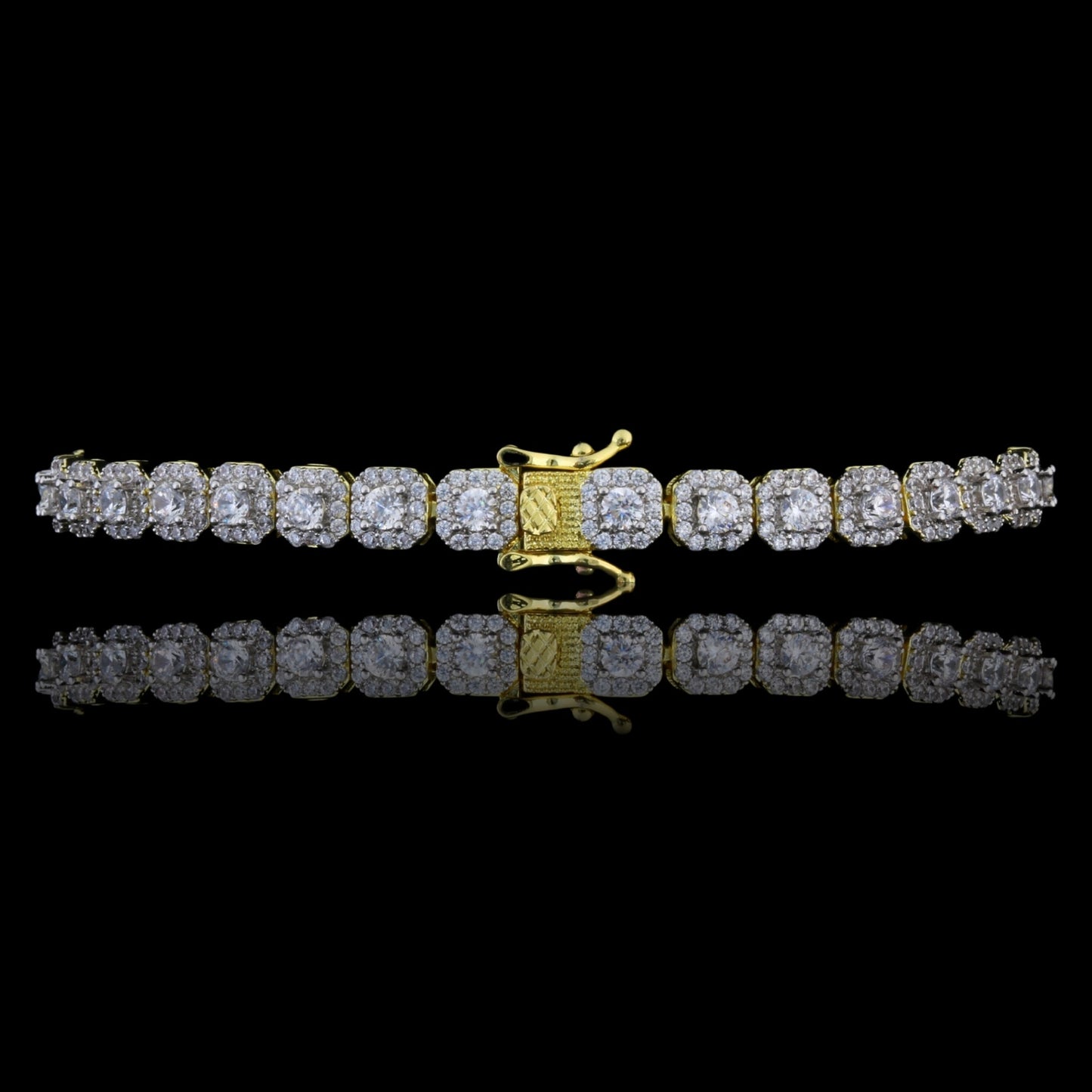 FABLE 4.68 CTW CZ RHODIUM MOISSANTE ICED OUT BRACELET