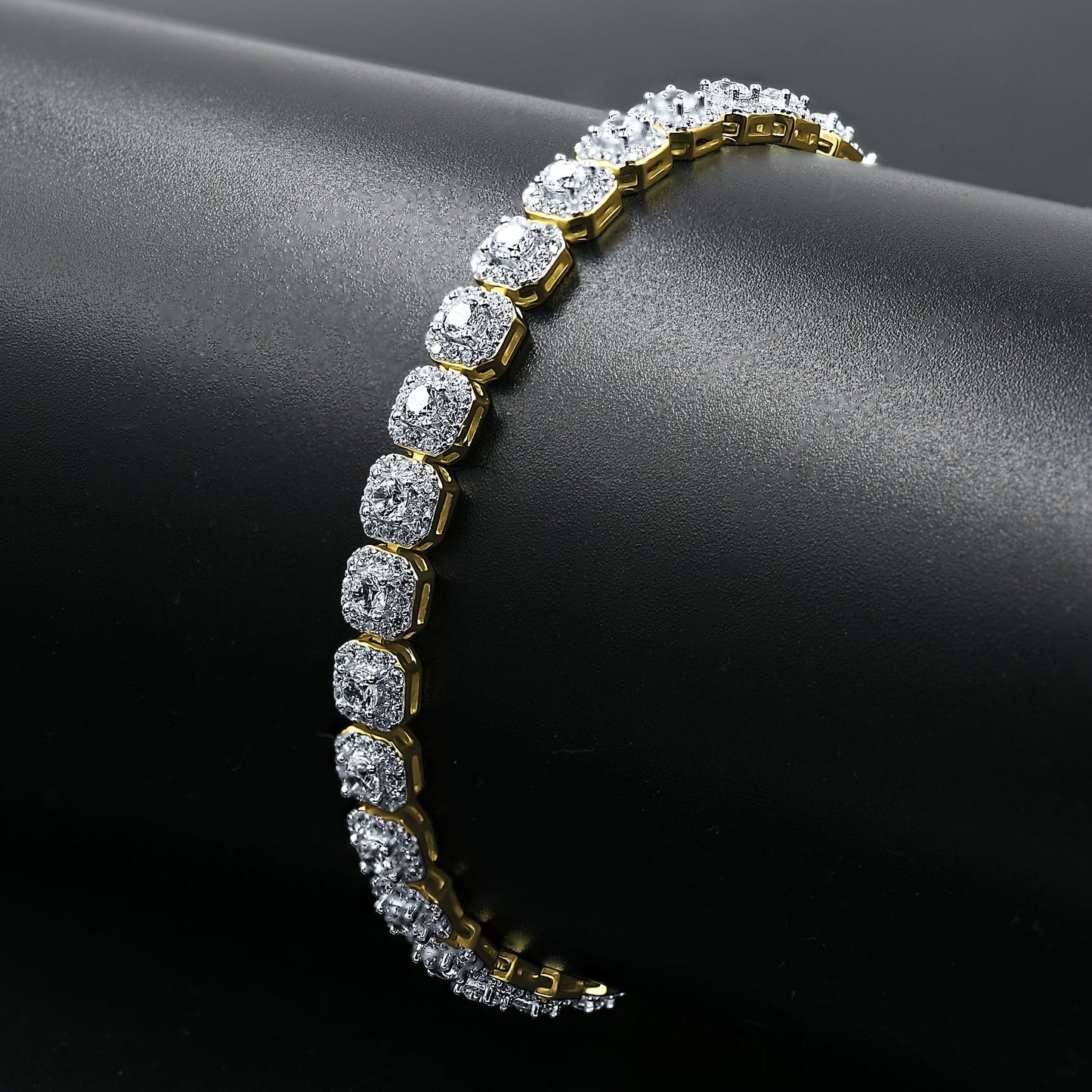 FABLE 4.68 CTW CZ RHODIUM MOISSANTE ICED OUT BRACELET