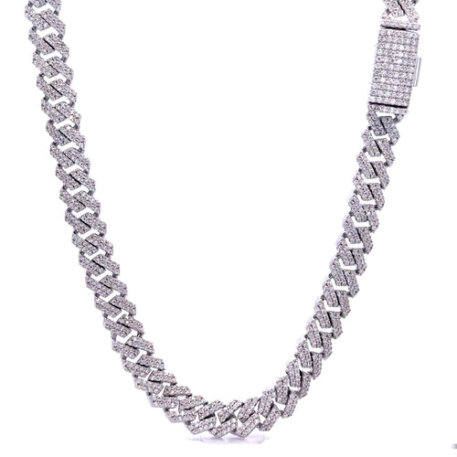 OZARIN 8MM RHODIUM MOISSANITE ICED OUT CUBAN