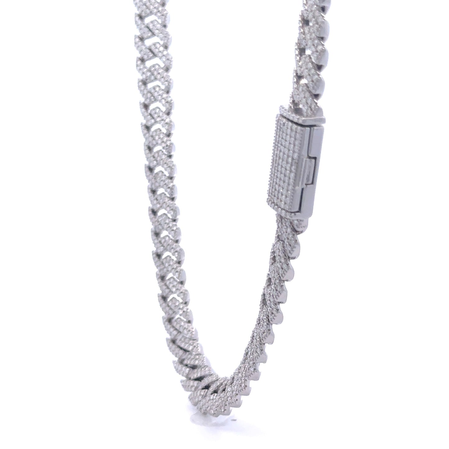 OZARIN 8MM RHODIUM MOISSANITE ICED OUT CUBAN