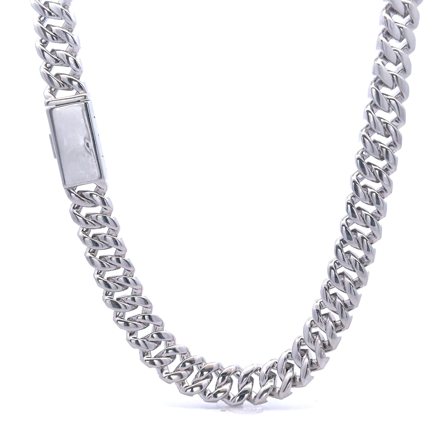 OZARIN 8MM RHODIUM MOISSANITE ICED OUT CUBAN