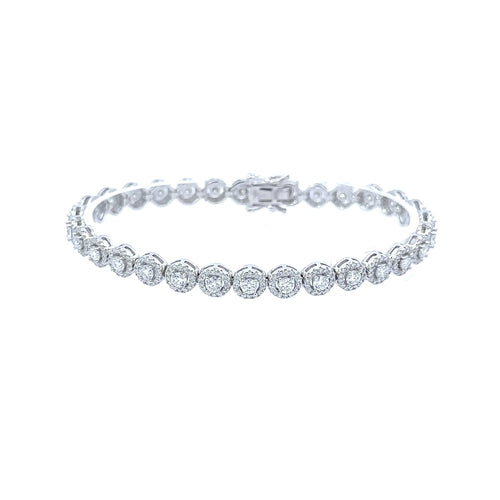 FABLE 4.68 CTW CZ RHODIUM MOISSANTE ICED OUT BRACELET