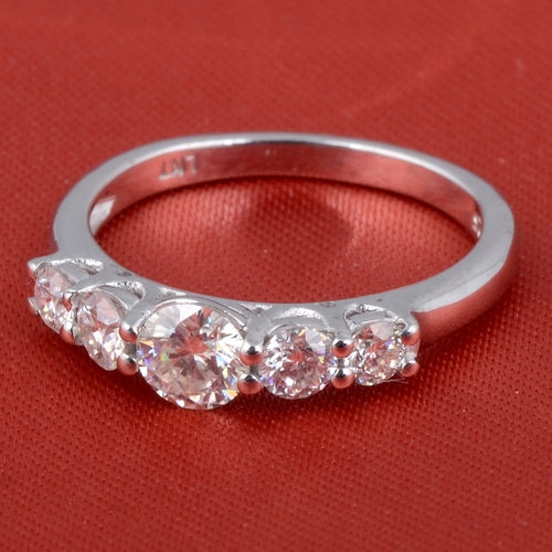 White Moissanite 5-Stone Ring Sterling Silver