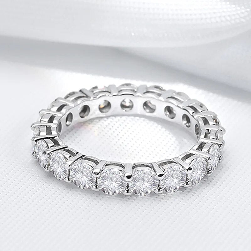 Smyoue 2-5mm Full Moissanite Ring for Women Sparkling Wedding Eternity