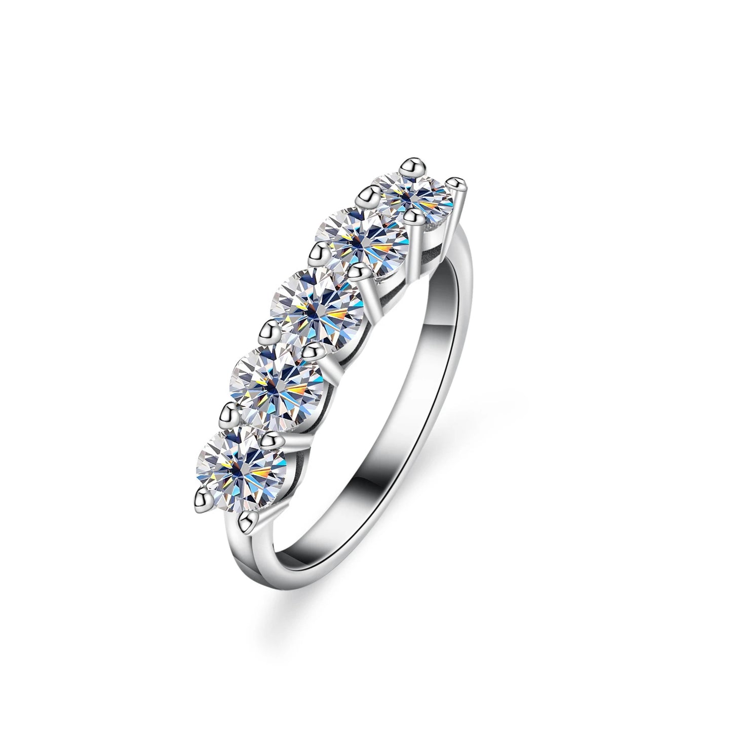 White Gold D Color 4mm Moissanite Ring for Women 1.5CT Stone Match