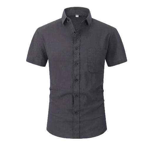 Cotton Line Hot Sale Men's Short-Sleeved Shirts Summer Solid Color
