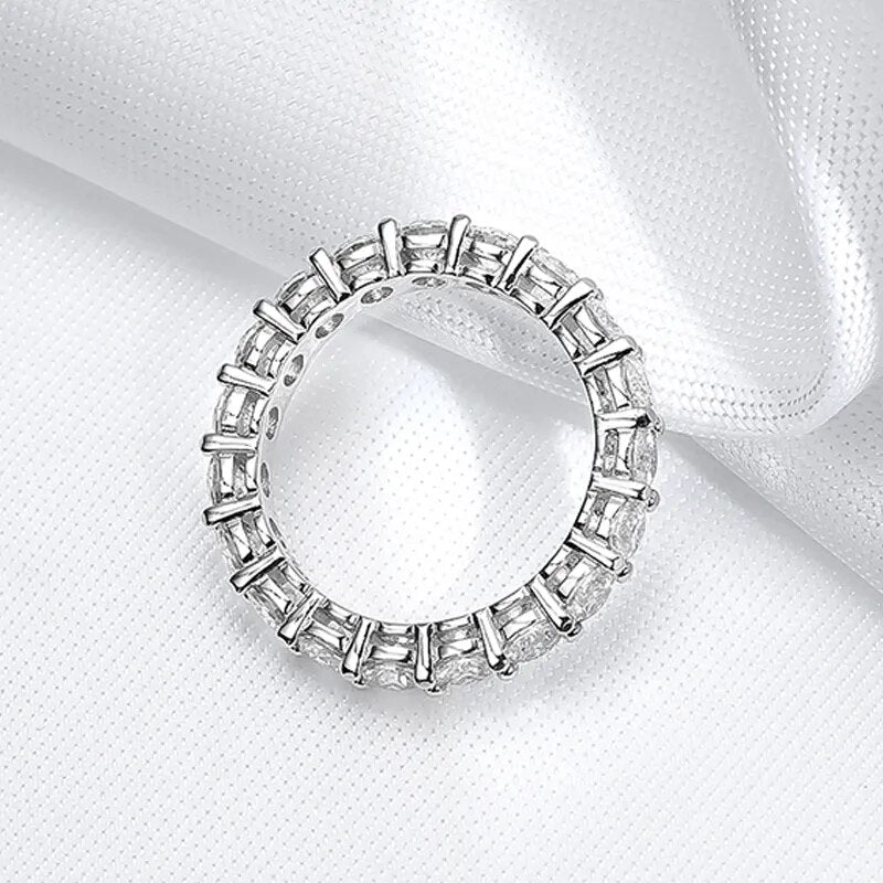 Smyoue 2-5mm Full Moissanite Ring for Women Sparkling Wedding Eternity