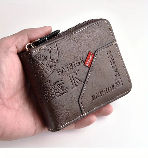 Men's Wallet Made of PU Wax Oil Skin Purse for Men Coin Purse Short