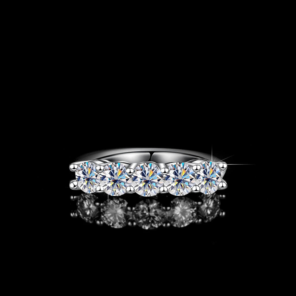 White Gold D Color 4mm Moissanite Ring for Women 1.5CT Stone Match