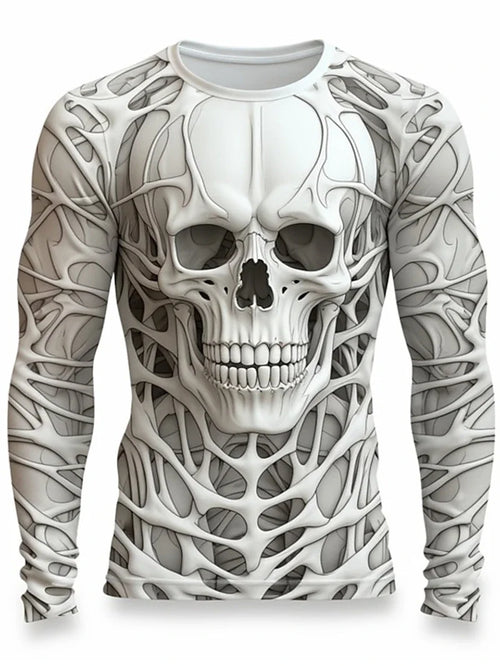 Men Long Sleeve T-shirt 3D Print Skeleton Skulls Pattern Tops Casual