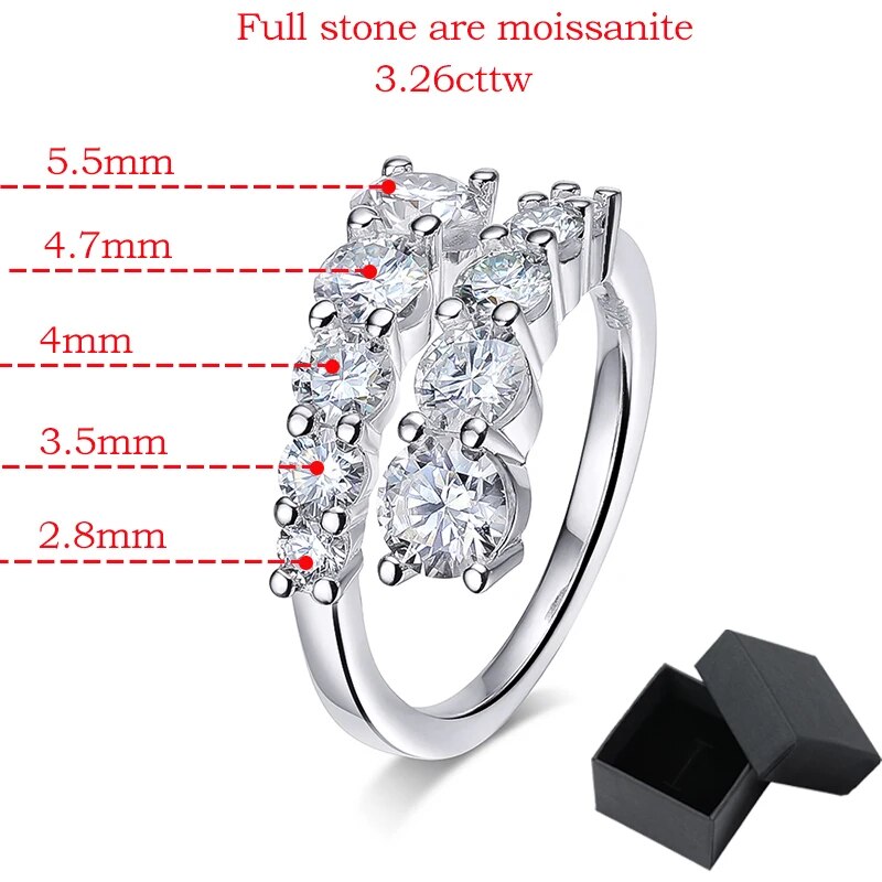 Smyoue 10 Gems Full Moissanite Rings for Women Sparkling Flawless Lab