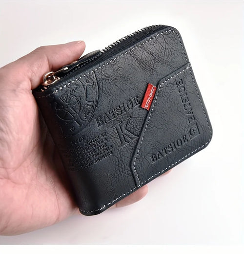 Men's Wallet Made of PU Wax Oil Skin Purse for Men Coin Purse Short