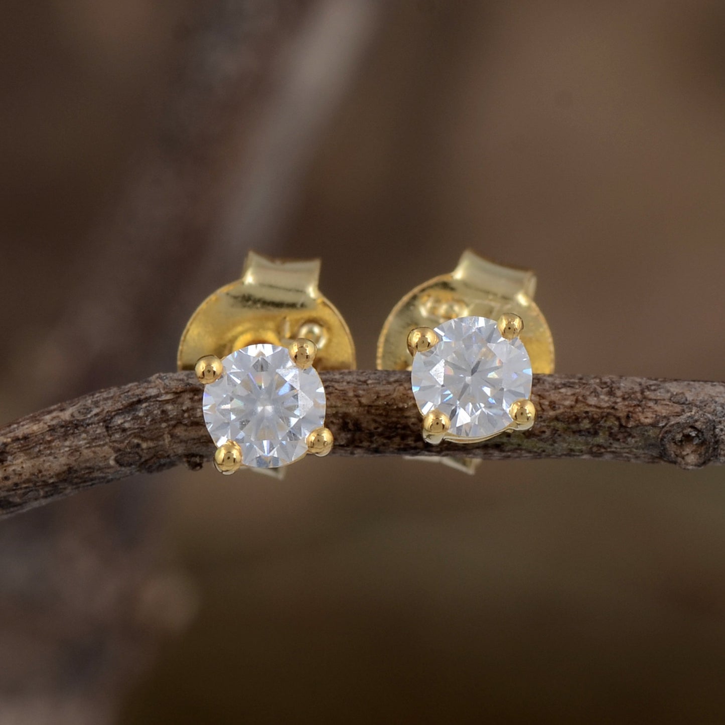 White Moissanite Stud Earrings Sterling Silver