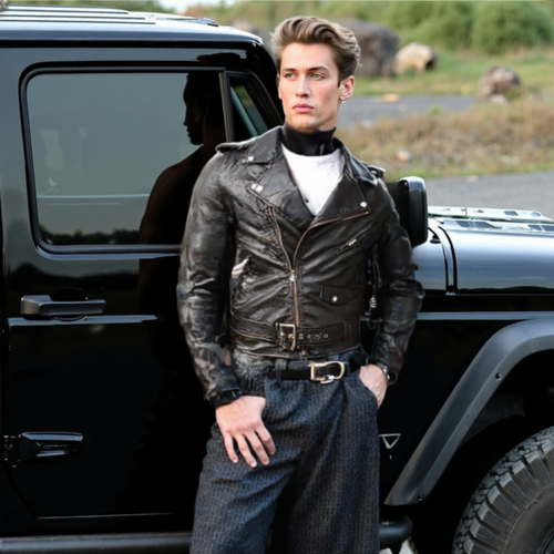 Ninja Stealth Black Mens Faux Leather Biker Jacket