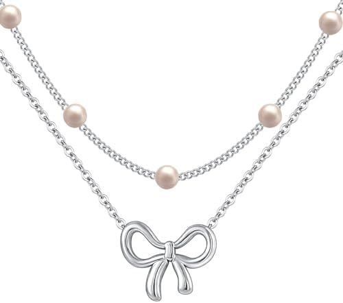 Simple Pearl Double Layer Choker Fashion Gold Color Necklaces Chain