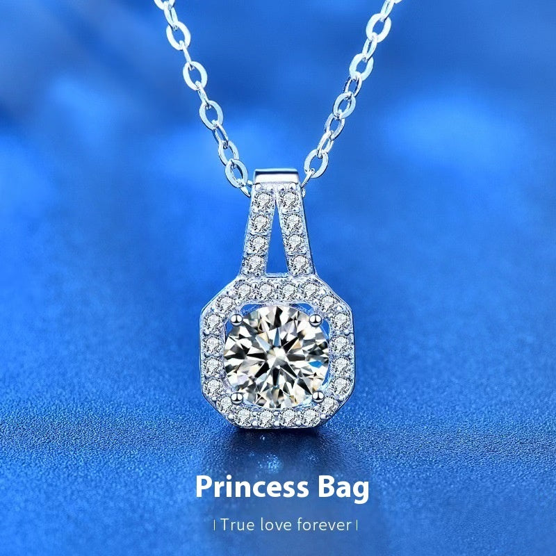 Moissanite S925 Sterling Silver Necklace For Women All-match Niche