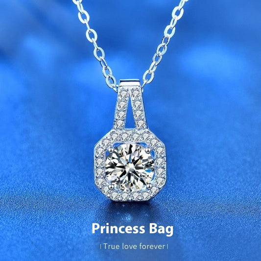 Moissanite S925 Sterling Silver Necklace For Women All-match Niche