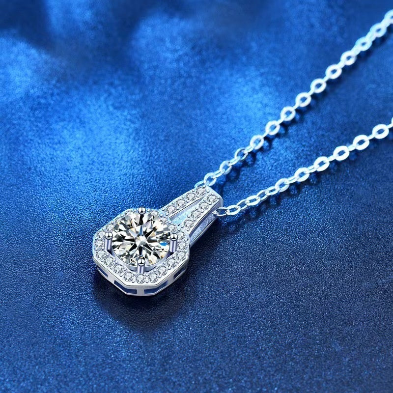 Moissanite S925 Sterling Silver Necklace For Women All-match Niche