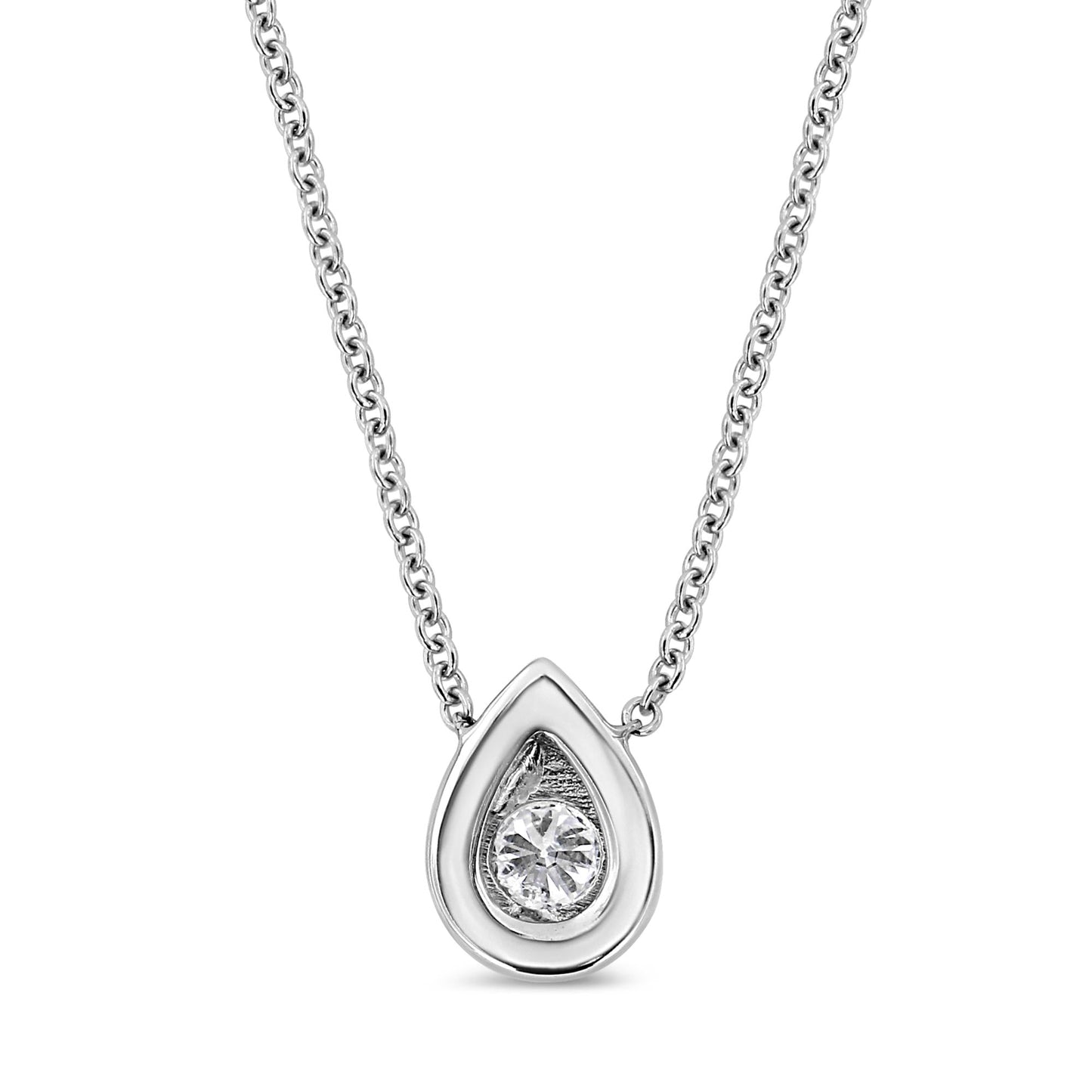 10K White Gold 1/10 Cttw Miracle Set Round-Cut Diamond 18" Pendant