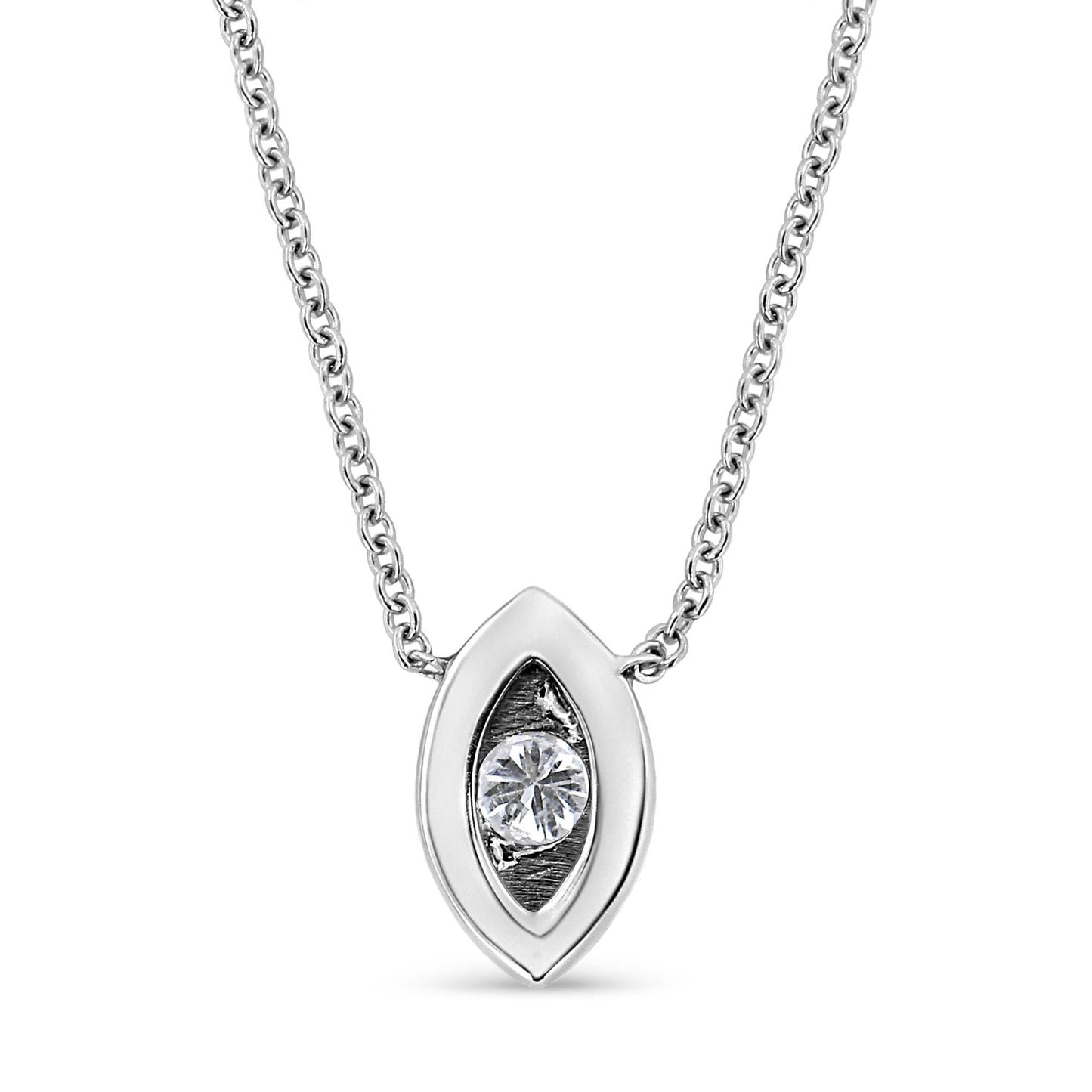 10K White Gold 1/10 Cttw Miracle Set Round-Cut Diamond 18" Pendant