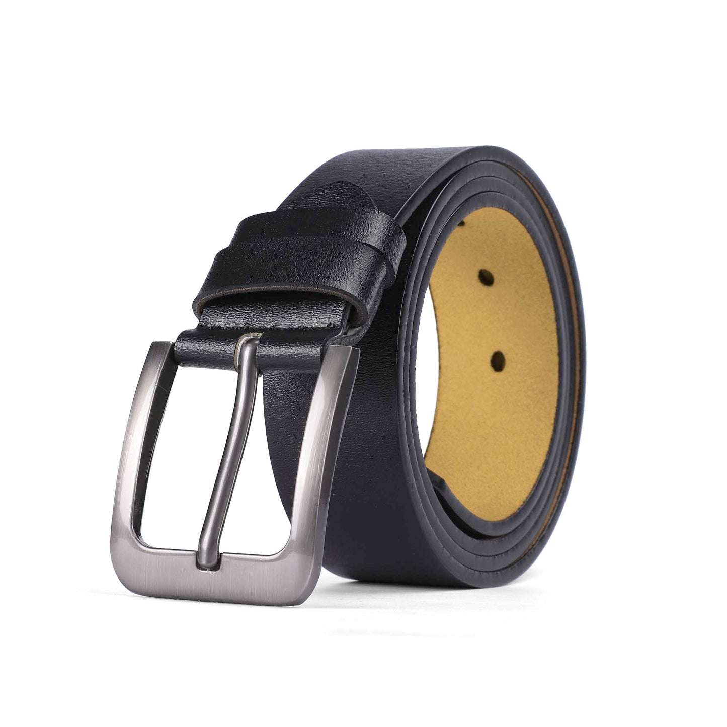 Black Engraved Leather Belt