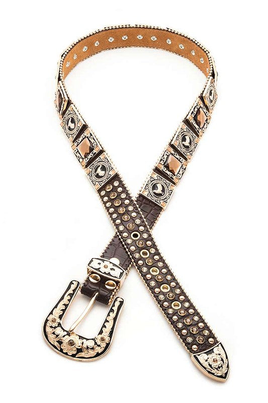 Rooster Concho Crystal Statement Belt