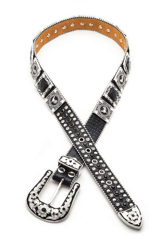 Rooster Concho Crystal Statement Belt