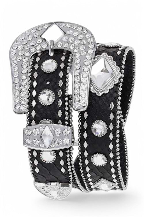 Crystal Embellished Fashion Leather Belt