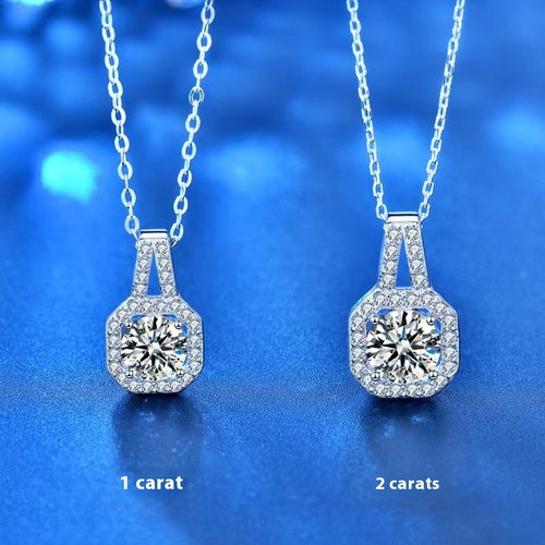 Moissanite S925 Sterling Silver Necklace For Women All-match Niche
