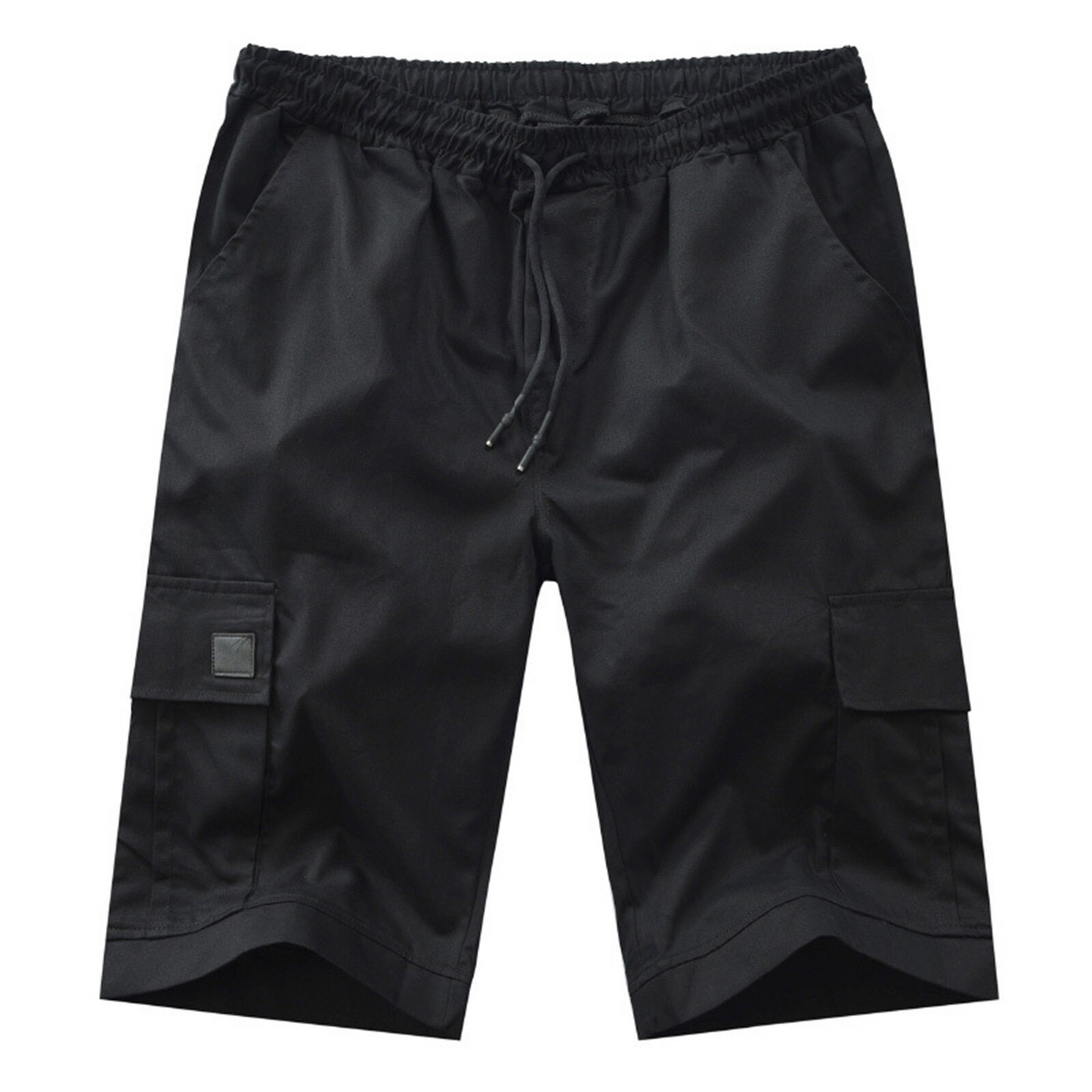 Men Casual Chino Cargo Shorts Elastic Waist Drawstring 6 Pockets