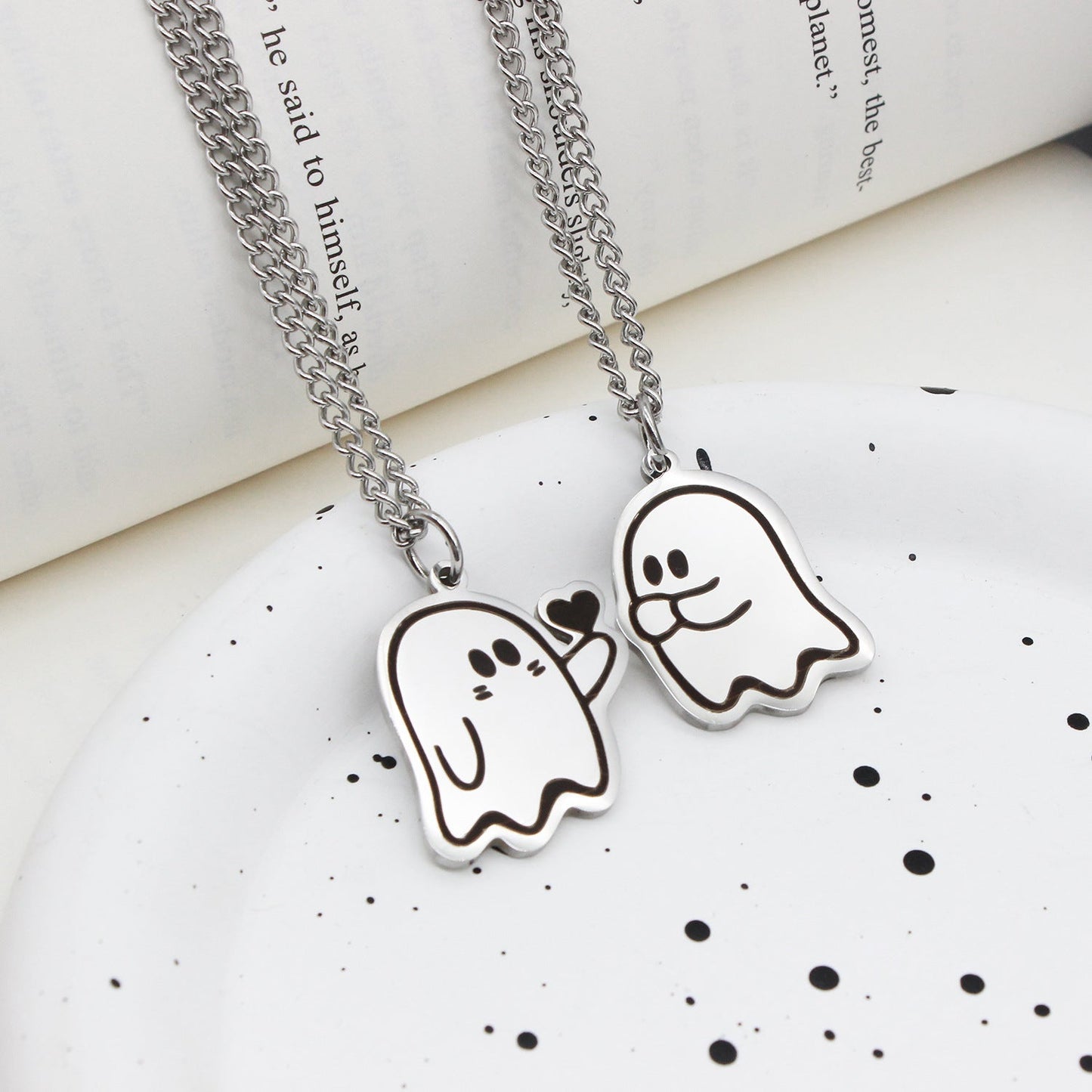 Halloween Cute Love Ghost Necklace Couple Pendant Necklace Men Women