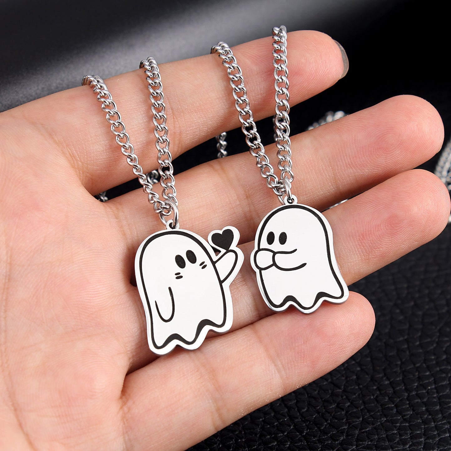 Halloween Cute Love Ghost Necklace Couple Pendant Necklace Men Women