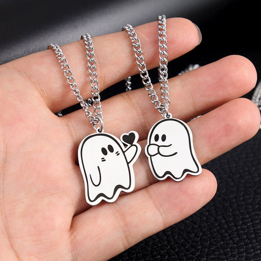 Halloween Cute Love Ghost Necklace Couple Pendant Necklace Men Women