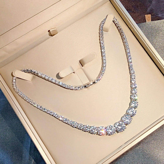 Moissanite 925 Sterling Silver Single Row Full Diamond Necklace