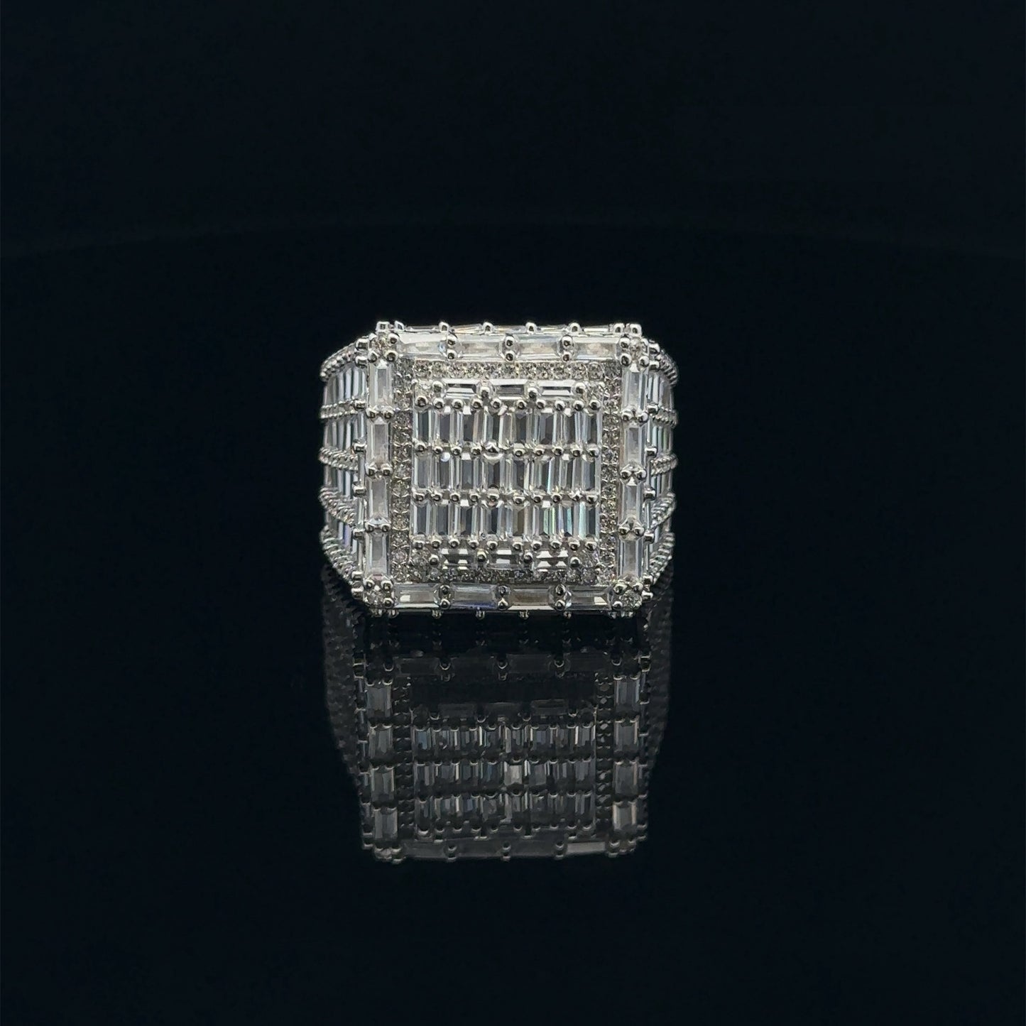 GLIMMER 925 CZ RHODIUM MENS ICED OUT RING | 9222451