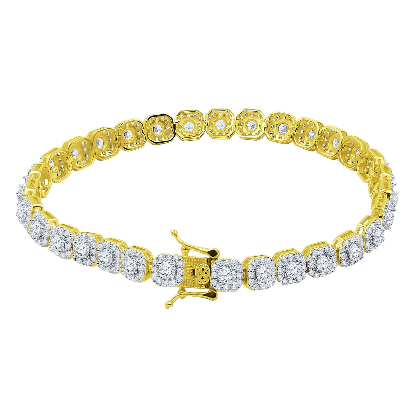 FABLE 4.68 CTW CZ RHODIUM MOISSANTE ICED OUT BRACELET