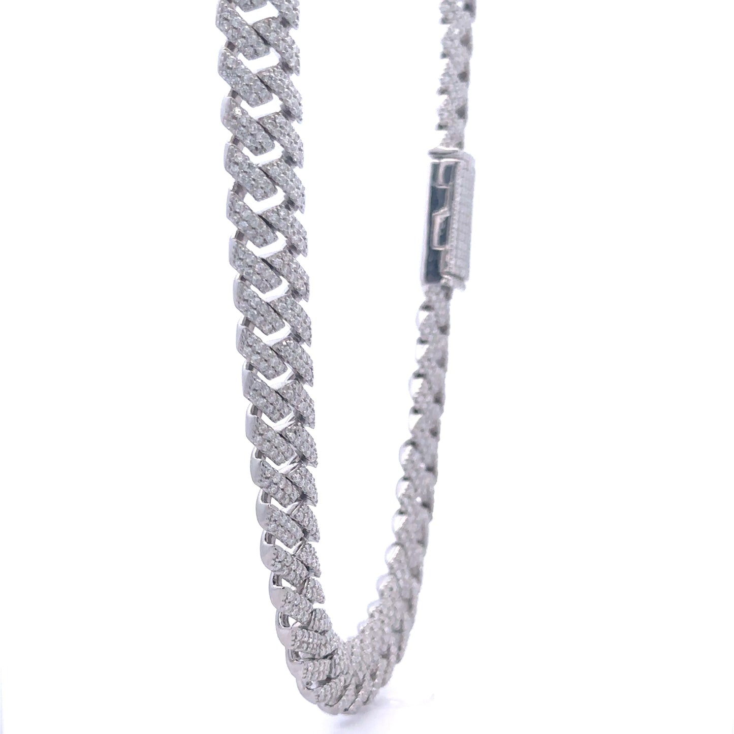 OZARIN 8MM RHODIUM MOISSANITE ICED OUT CUBAN