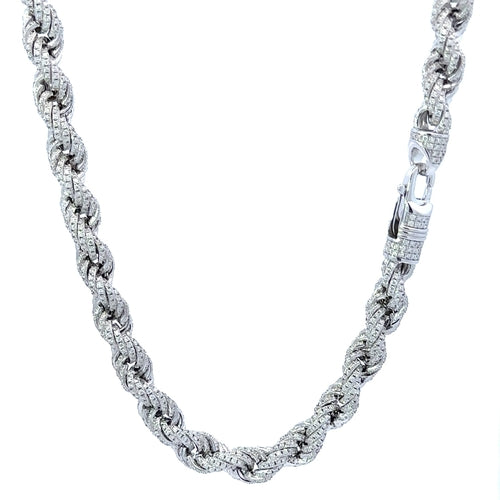 SABLE 16.26 CTW 7 MM RHODIUM MOISSANITE ICED OUT CHAIN