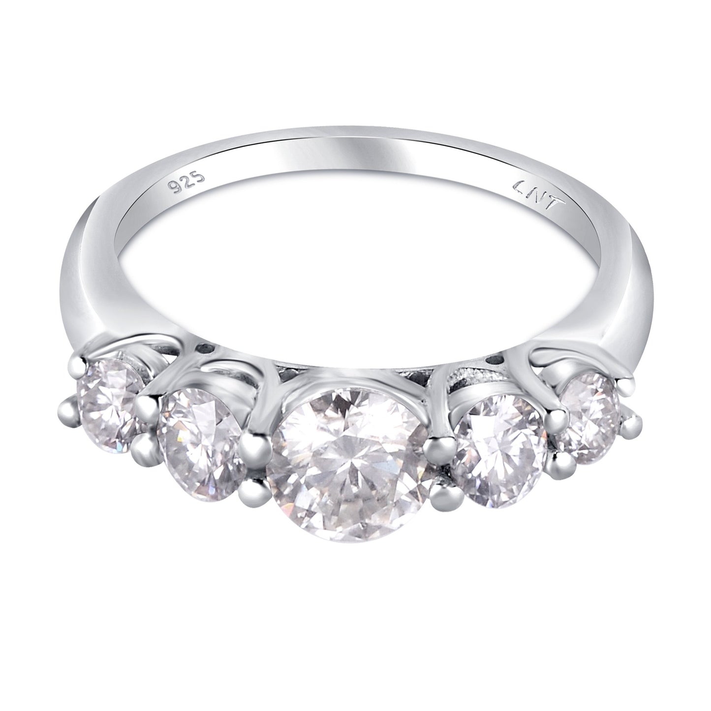 White Moissanite 5-Stone Ring Sterling Silver