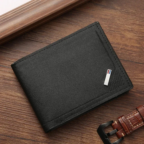 Men's Short Frosted Leather Wallet, Multi-Slot Coin Pocket Photo