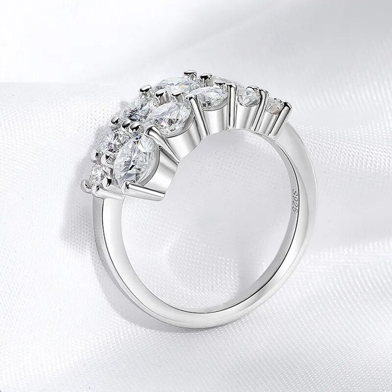 Smyoue 10 Gems Full Moissanite Rings for Women Sparkling Flawless Lab
