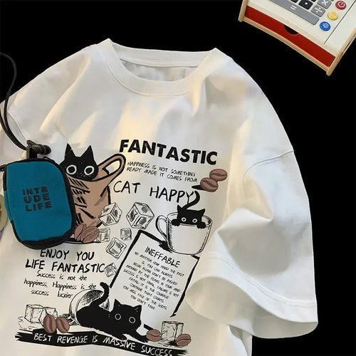 T Shirt Pullover Oversize Korean version Cartoon Cat
