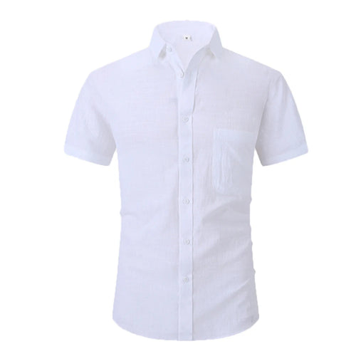 Cotton Line Hot Sale Men's Short-Sleeved Shirts Summer Solid Color