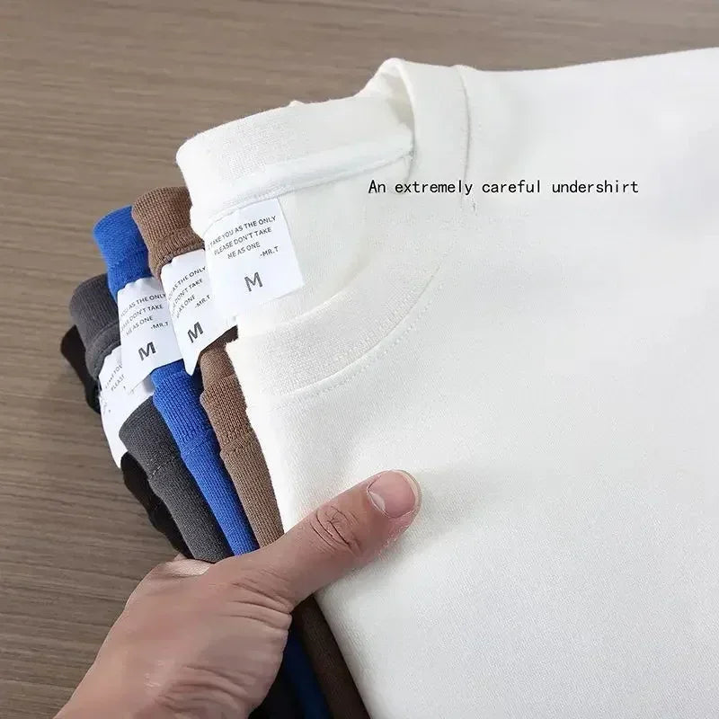400G Heavy Duty Short Sleeve T-shirt Men Summer Cotton Thick Small