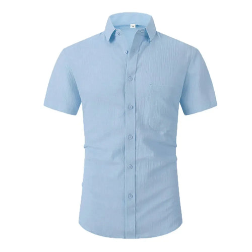 Cotton Line Hot Sale Men's Short-Sleeved Shirts Summer Solid Color