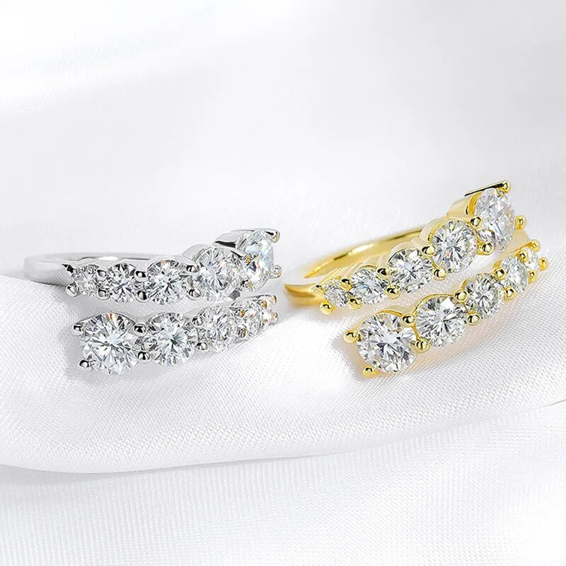 Smyoue 10 Gems Full Moissanite Rings for Women Sparkling Flawless Lab