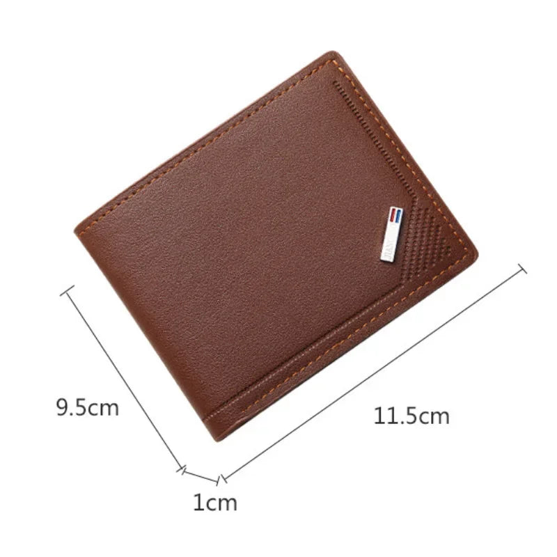 Men's Short Frosted Leather Wallet, Multi-Slot Coin Pocket Photo
