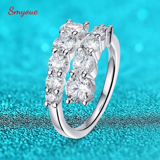 Smyoue 10 Gems Full Moissanite Rings for Women Sparkling Flawless Lab