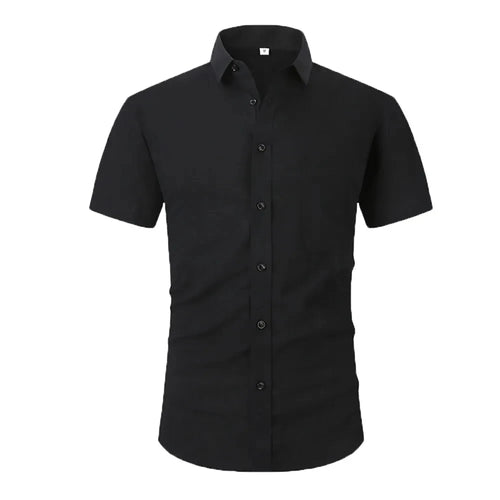 Cotton Line Hot Sale Men's Short-Sleeved Shirts Summer Solid Color